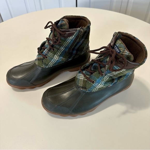 Sperry Syren Gulf Plaid Side Zip Duck Boots Shoes STS85075 Womens size 7.5 M - Picture 2 of 7